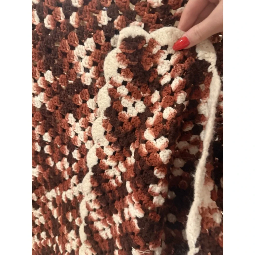 Vintage Handmade Crotchet Afghan Blanket Knit Throw Whimsy Cottage‎ 64
